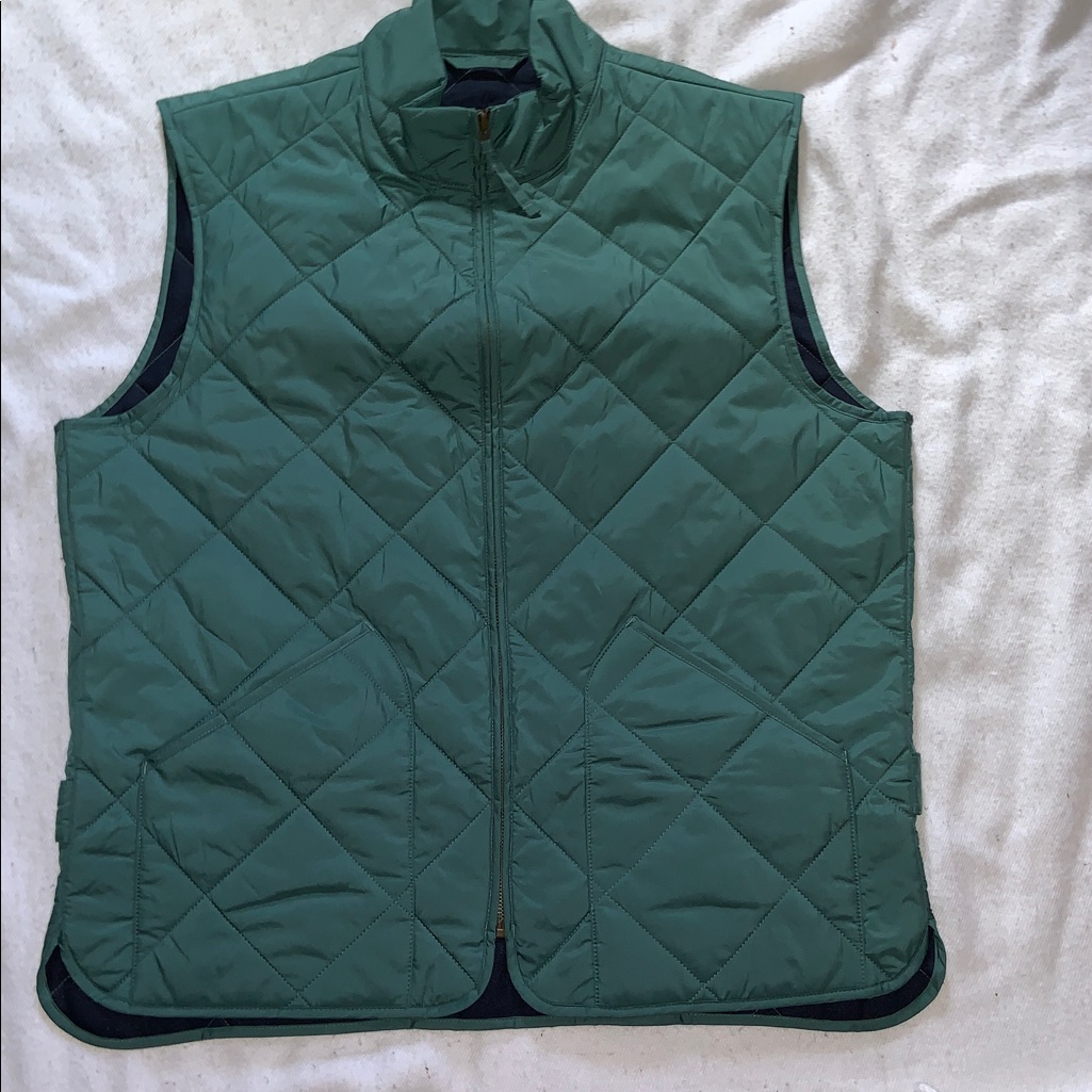 J Crew Walker Country Vest Men’s Quilted Jade Green Equestrian Style Large